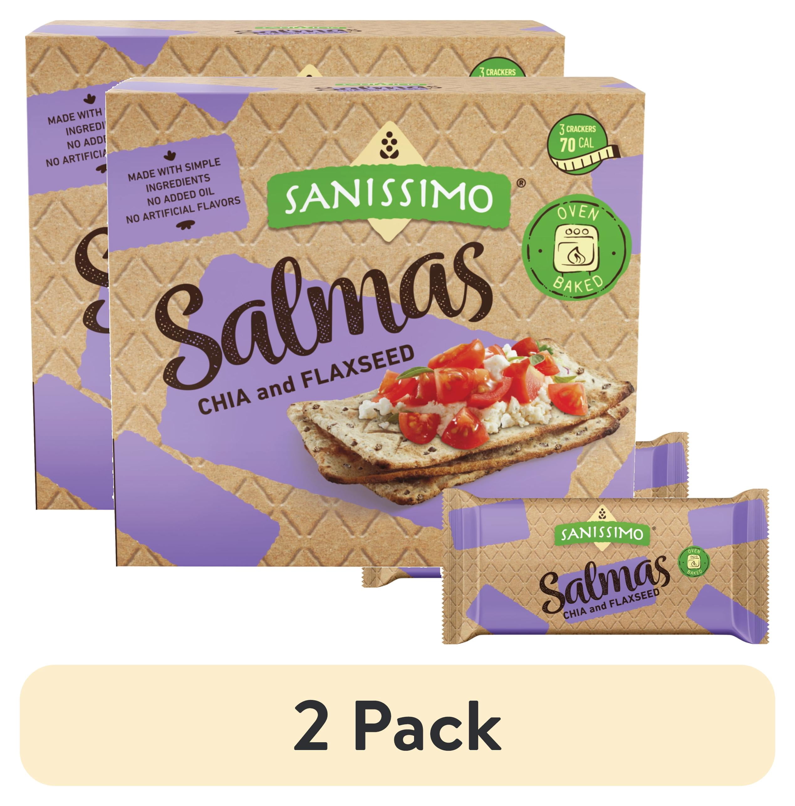 (2 pack) Sanissimo Salmas 7 pc / 0.63 oz Box, Chia & Flaxseed Crackers