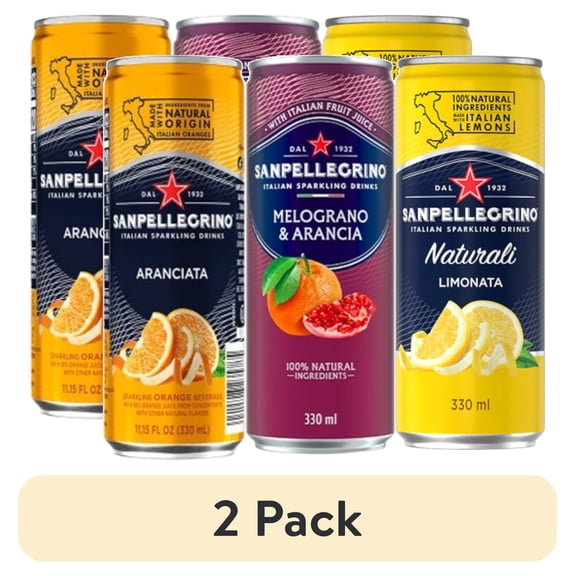 (2 pack) Sanpellegrino Italian Sparkling Drink Variety Pack, 4 Flavors, 4 Cans, 11.15 Fl Oz