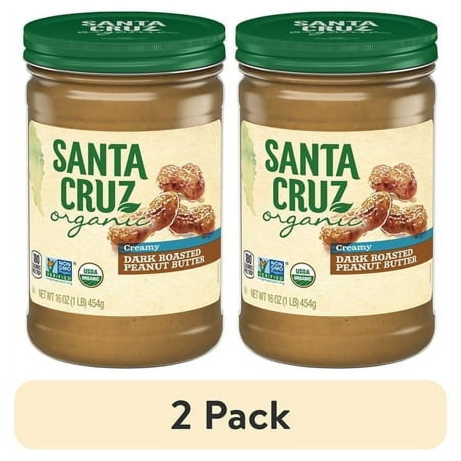 (2 pack) Santa Cruz Organic Creamy Dark Roasted Peanut Butter, 16 Ounces