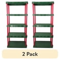 thumbnail image 1 of (2 pack) Santa's Little Shelves 13.88"D x 30"W x 68.8"H 5-Shelf Plastic Garage Storage Shelves, Red and Green, Adult, 1 of 10
