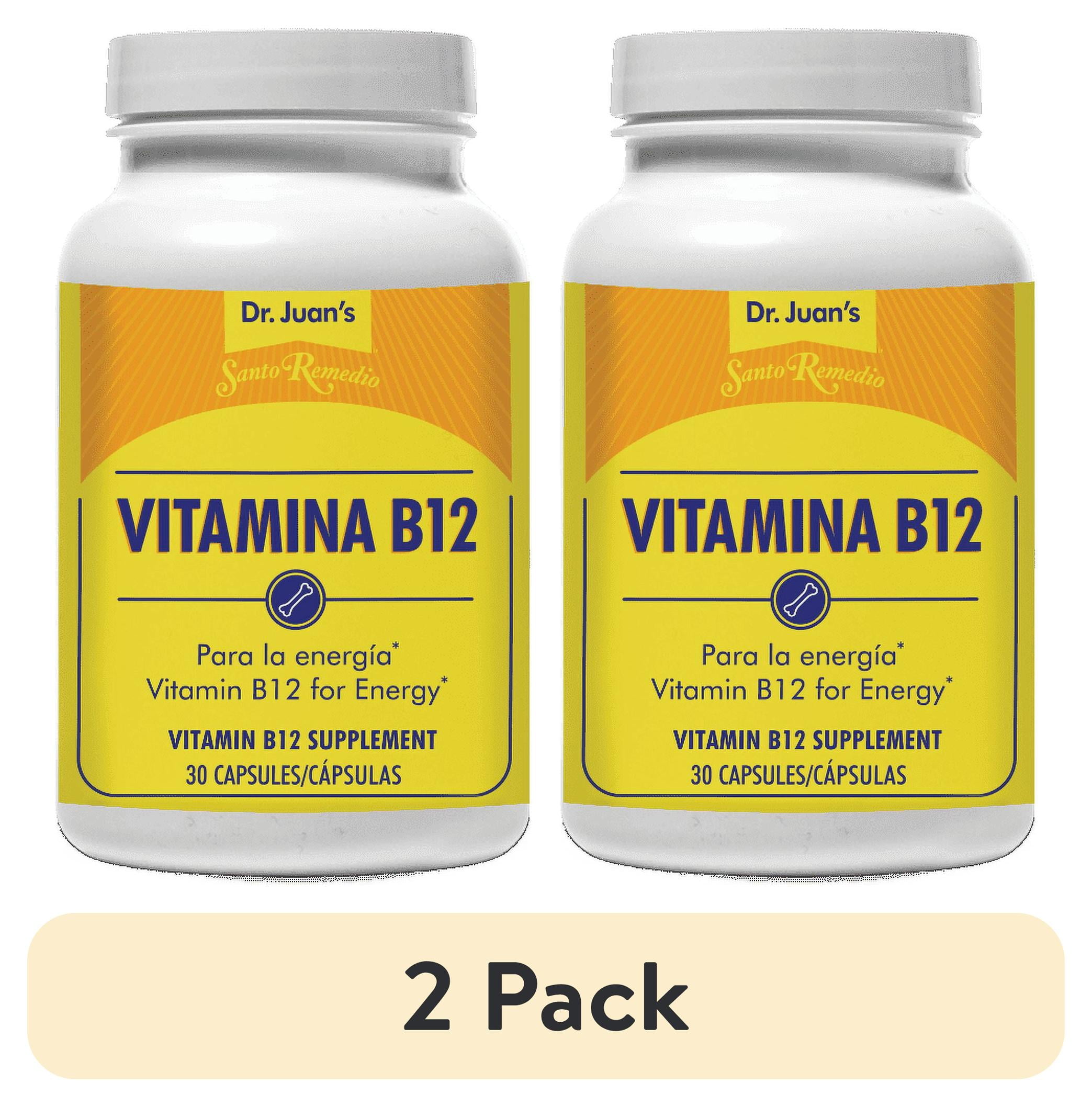 (2 pack) Santo Remedio Vitamin B12 Dietary Supplement Capsules, 500 mg ...
