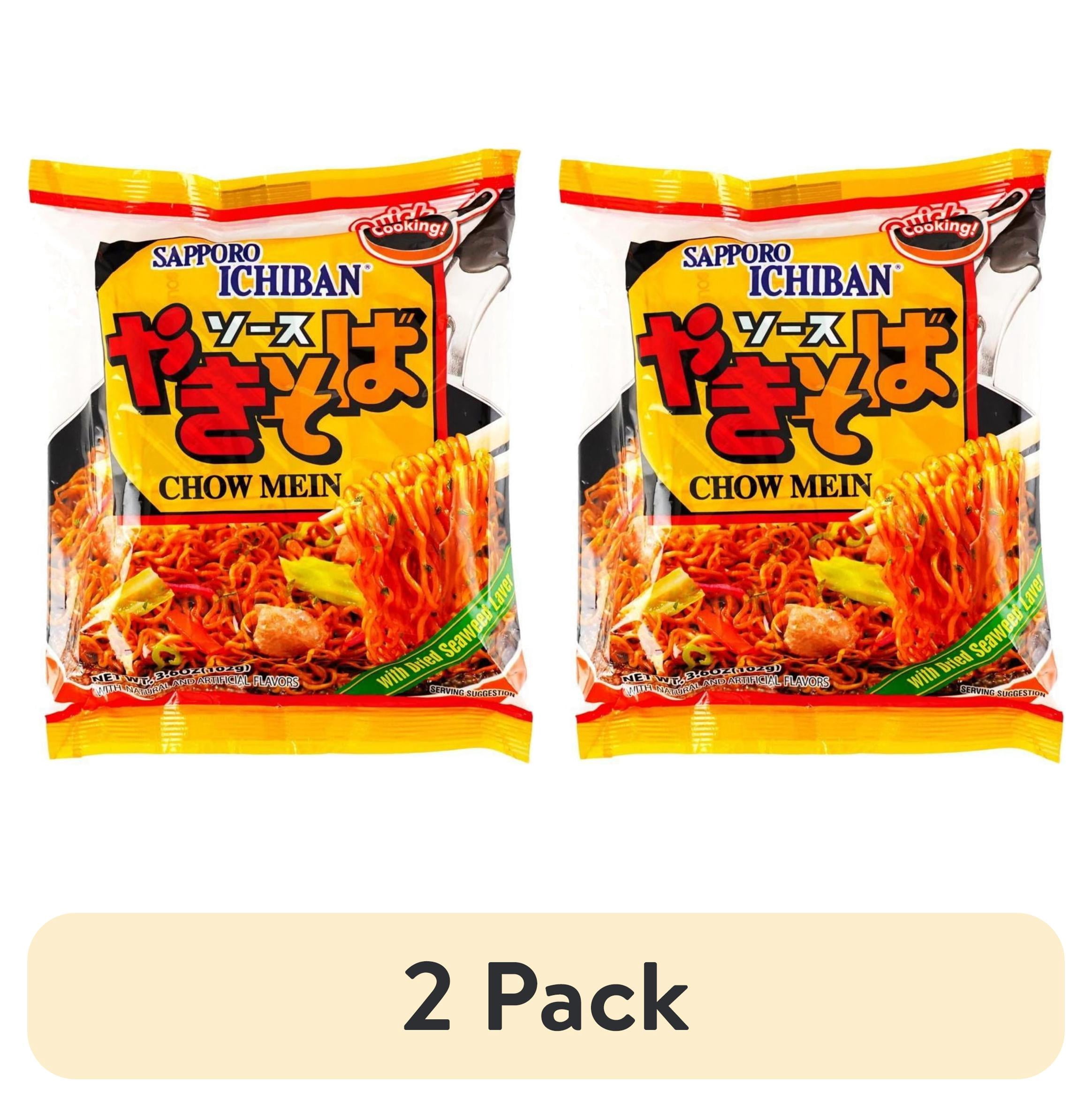2 pack) Sapporo Ichiban Chow Mein, 3.6 oz., Quick Yakisoba Noodles