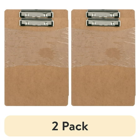 (2 pack) Saunders Hardboard Clipboard - Letter Size with Low Profile Clip and Built-in Hanging Hole, 2 Per Pack