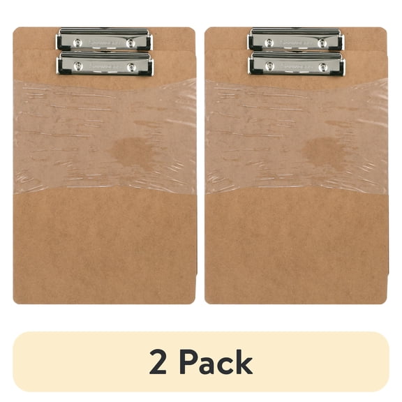 (2 pack) Saunders Hardboard Clipboard - Letter Size with Low Profile Clip and Built-in Hanging Hole, 2 per pack