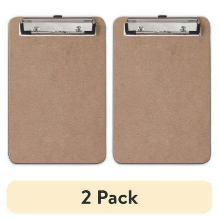 (2 pack) Saunders Hardboard Memo Size Clipboard (6" x 9") with Low Profile Clip and Hanging Hole