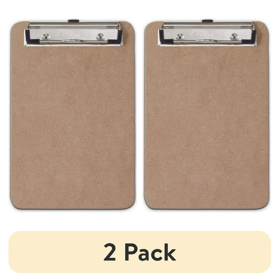(2 pack) Saunders Hardboard Memo Clipboard with Low Profile Clip and Hanging Hole