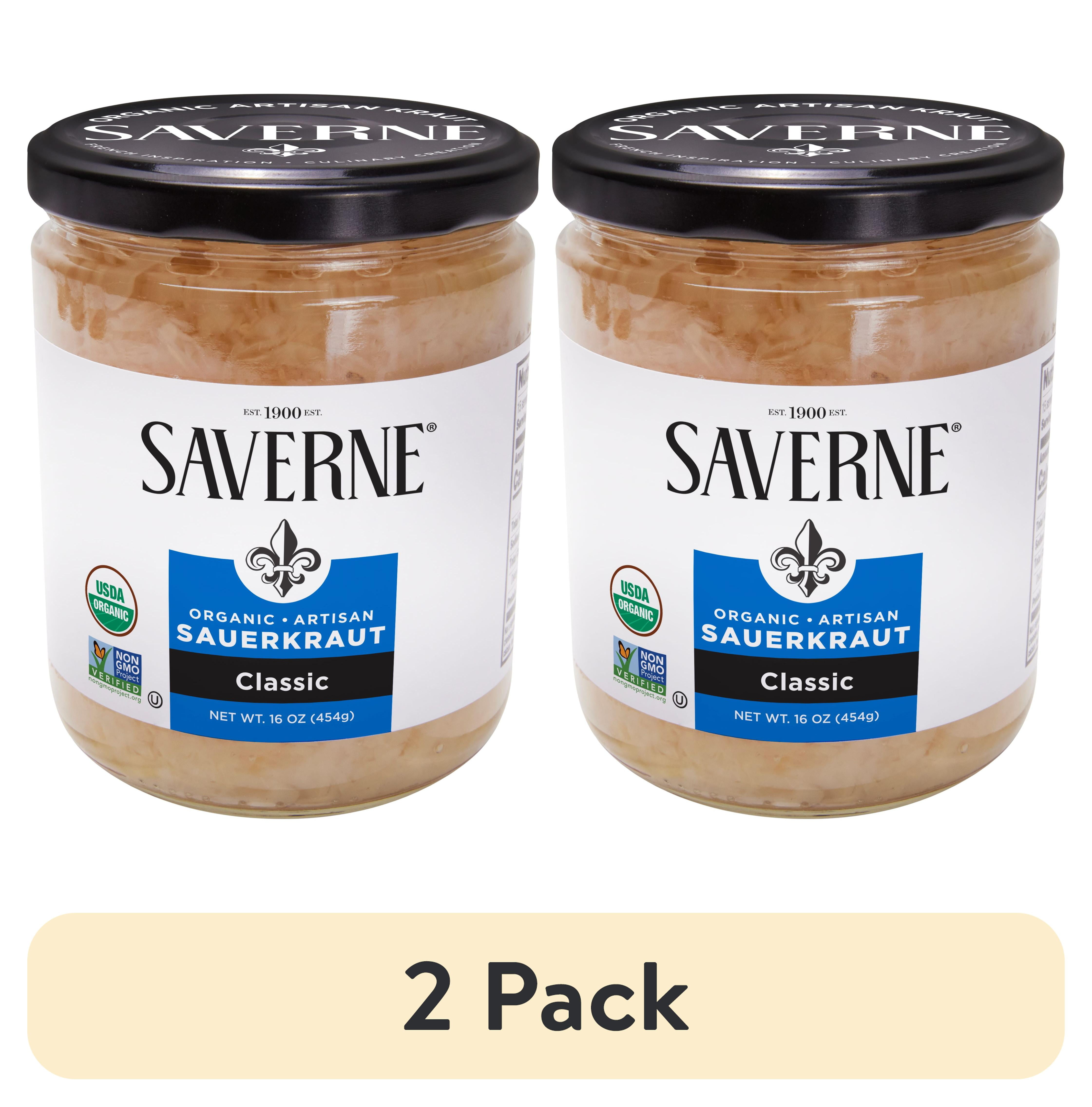 (2 pack) Saverne Organic Naturally Fermented Shredded Sauerkraut, 16 oz Jar
