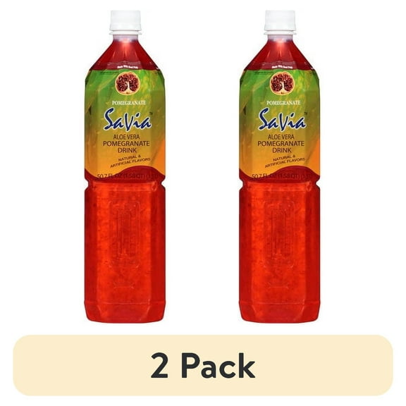 (2 pack) Savia Aloe Vera Drink, Pomegranate, 50.7 Fl Oz