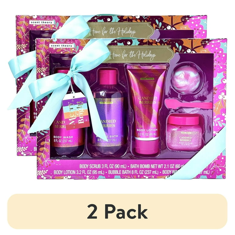 2 pack) Scent Theory Candied Berries Holiday Bath Gift Set, 5