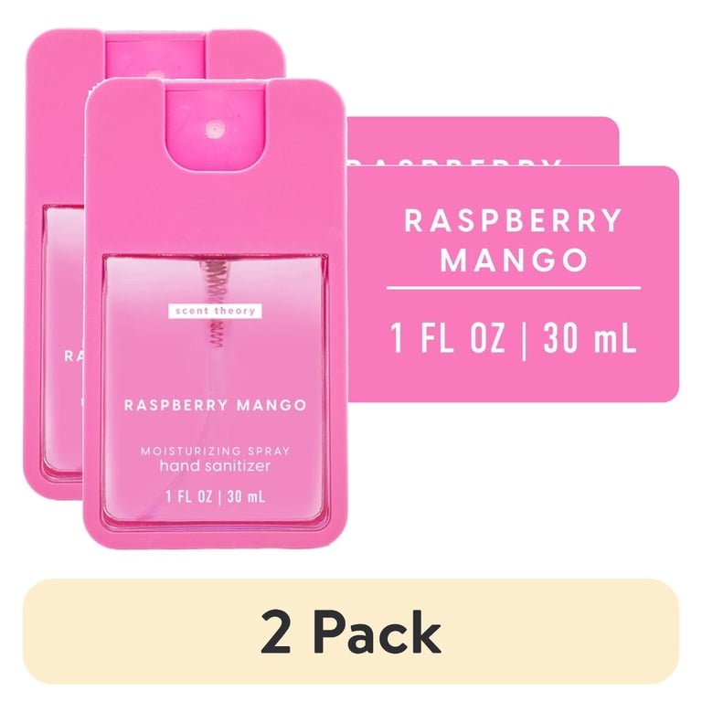 2 pack) Scent Theory Hand Sanitizer Spray, Raspberry Mango, 1 fl