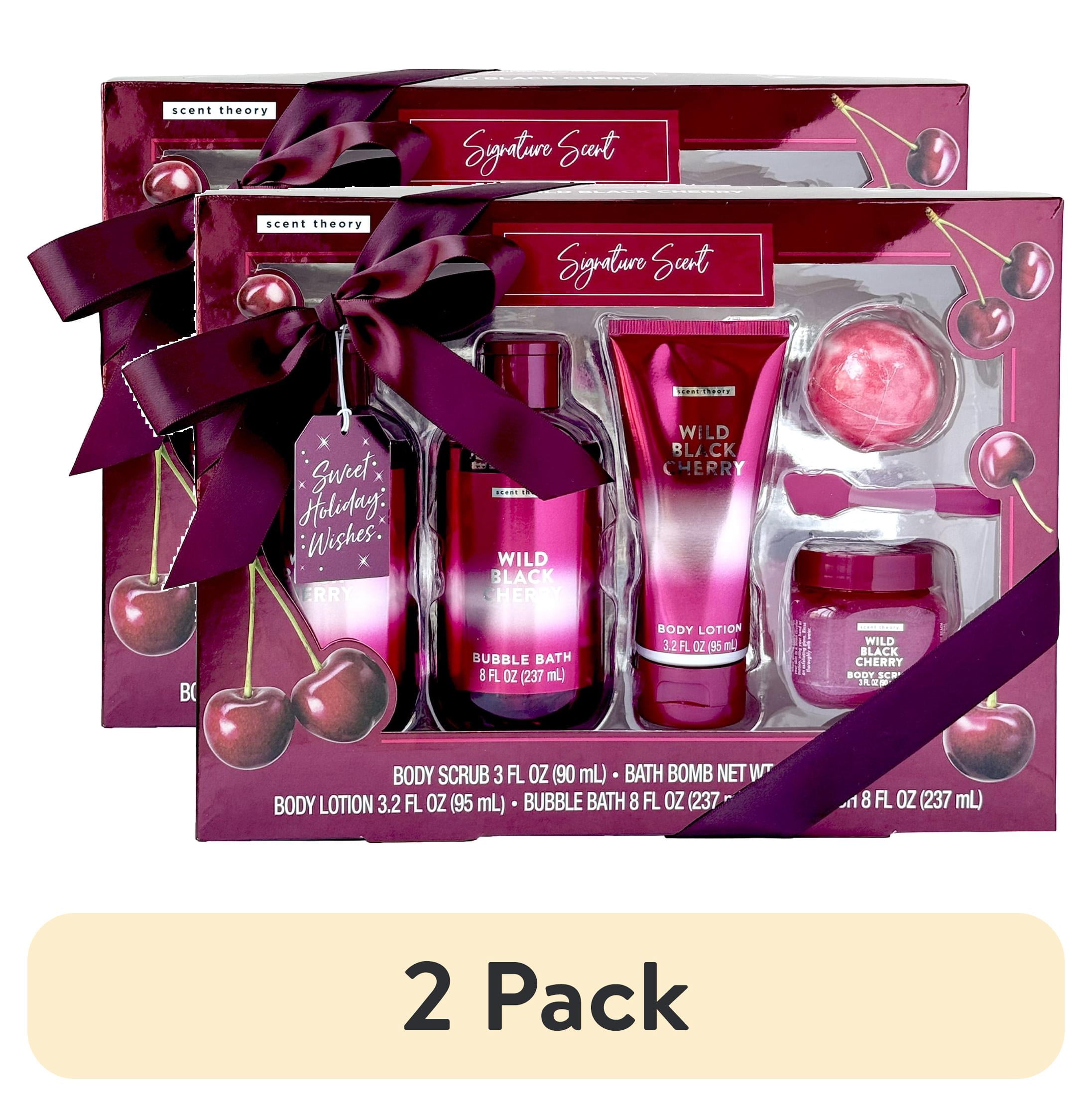 (2 pack) Scent Theory Wild Black Cherry Holiday Bath Gift Set, 5 Piece