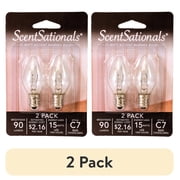 (2 pack) ScentSationals 15 Watt Clear Light Bulbs for Wax Warmers, 2 Pack