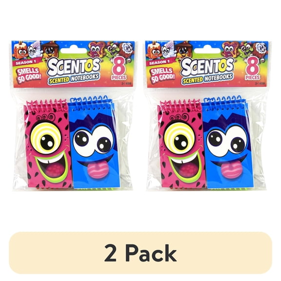 (2 pack) Scentos Scented Multicolor Notebook Party Favors, 8 Pack