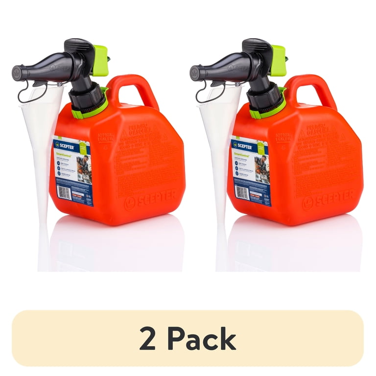 2 pack) Scepter 1 Gallon SmartControl Gas Can with Funnel, FR1G103