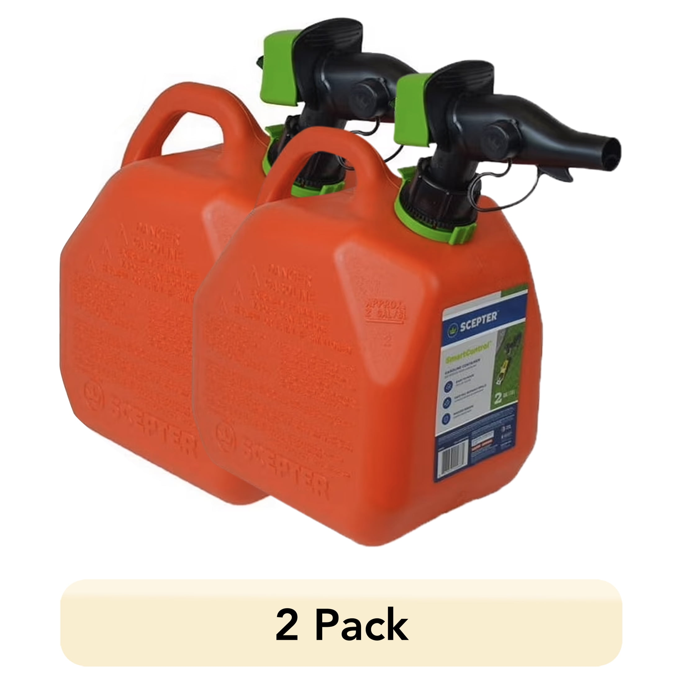 (2 pack) Scepter 2 Gallon Smartcontrol Gas Can, FR1G202, Red