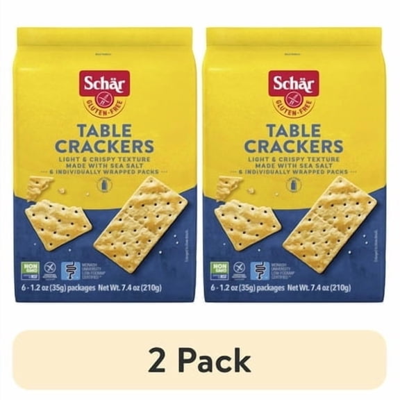 (2 pack) Schar Gluten Free Table Crackers, Paper Packet, 7.4 Ounce (1.2oz Packs per Case)