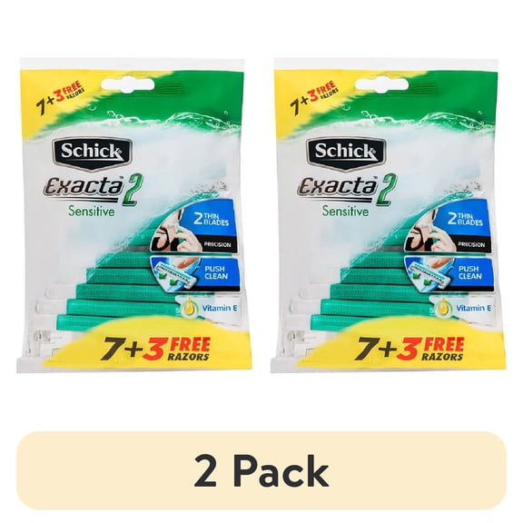 (2 pack) Schick Exacta 2 Sensitive Disposable Razors, 10 ct