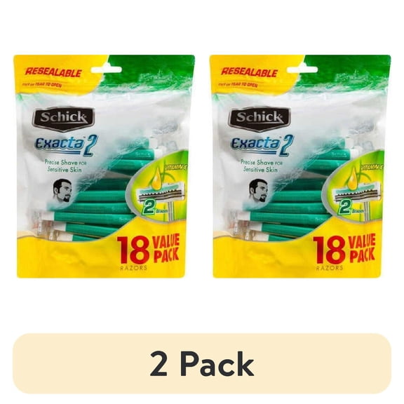(2 pack) Schick Exacta 2 Sensitive Disposable Razors, 18 ct