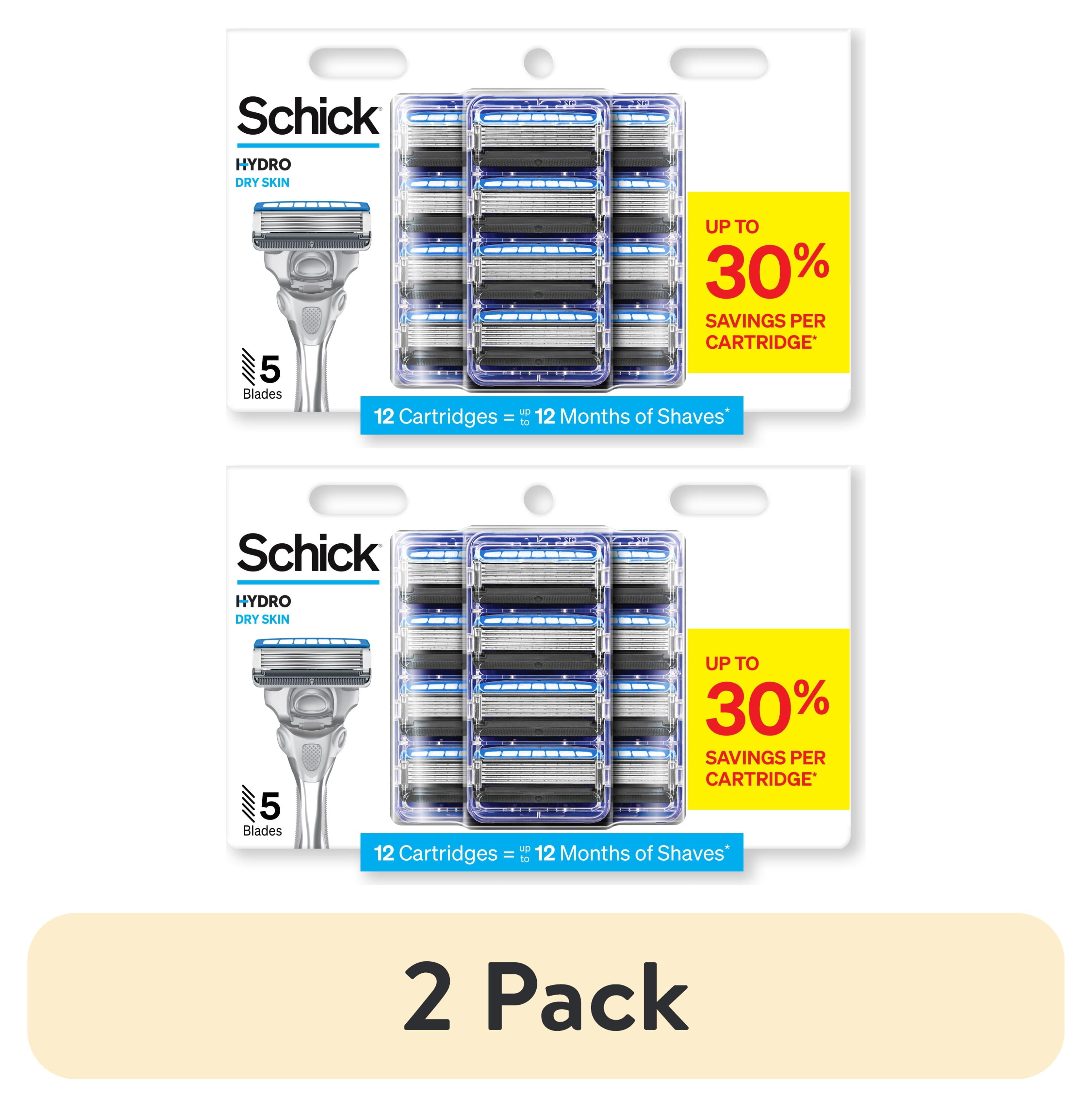 (2 pack) Schick Hydro 5-Blade Skin Comfort Dry Skin Men's Razor Blade Refill, 12 Ct, Mens Razor, Specially Formulated For Dry Skin