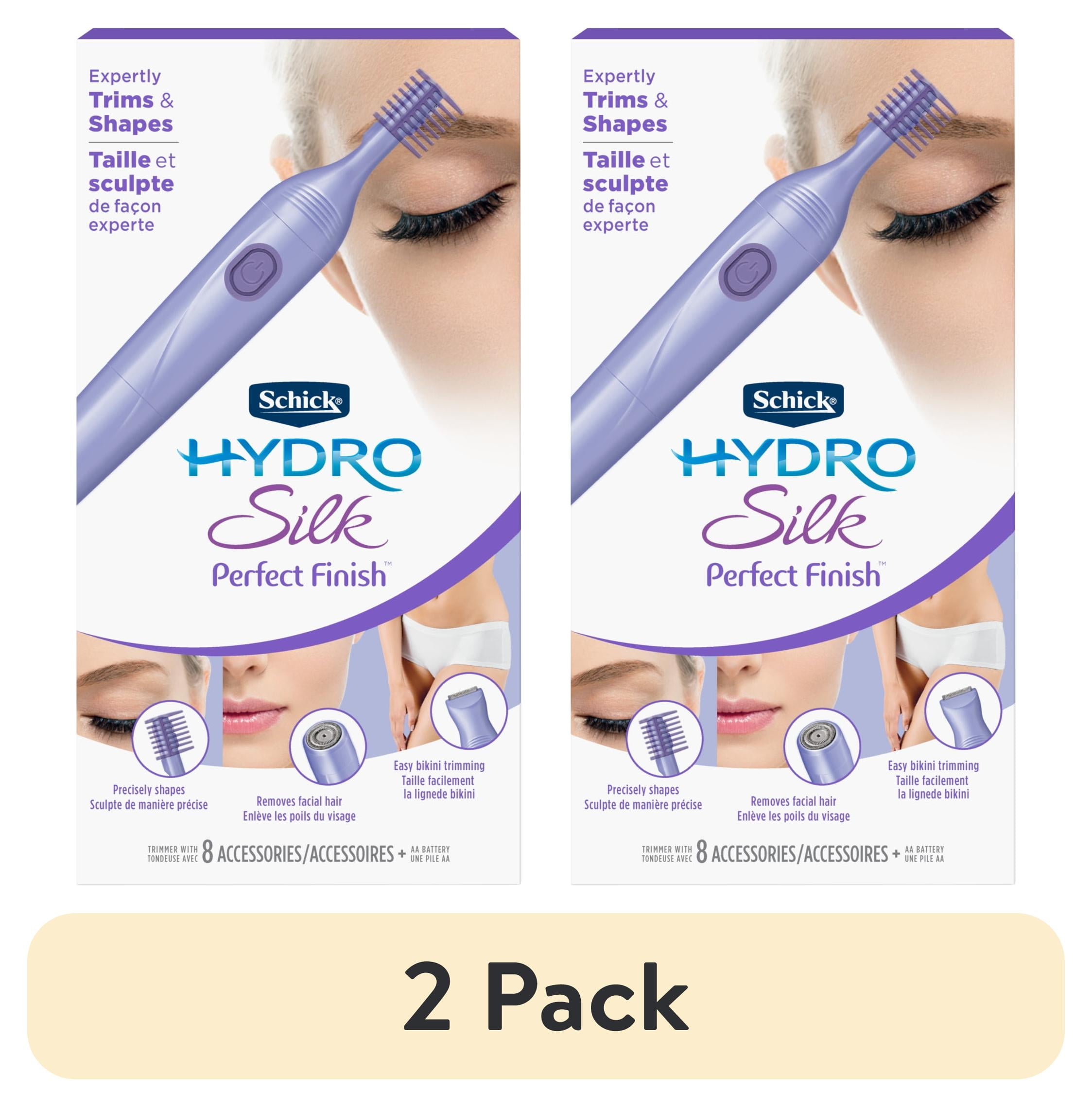 (2 pack) Schick Hydro Silk Perfect Finish Women's Trimmer, 1 Ct, All Hair Types, Model 07791, Height 7.87 in