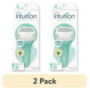 2 pack Schick Intuition 4-Blade Sensitive Care Womens Razor Handle Plus 2 Manual Razor Cartridge Refills