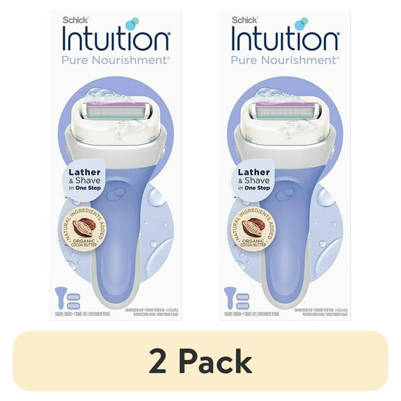 (2 pack) Schick Intuition Pure Nourishment Razor with 2 Refill Blade Cartridges