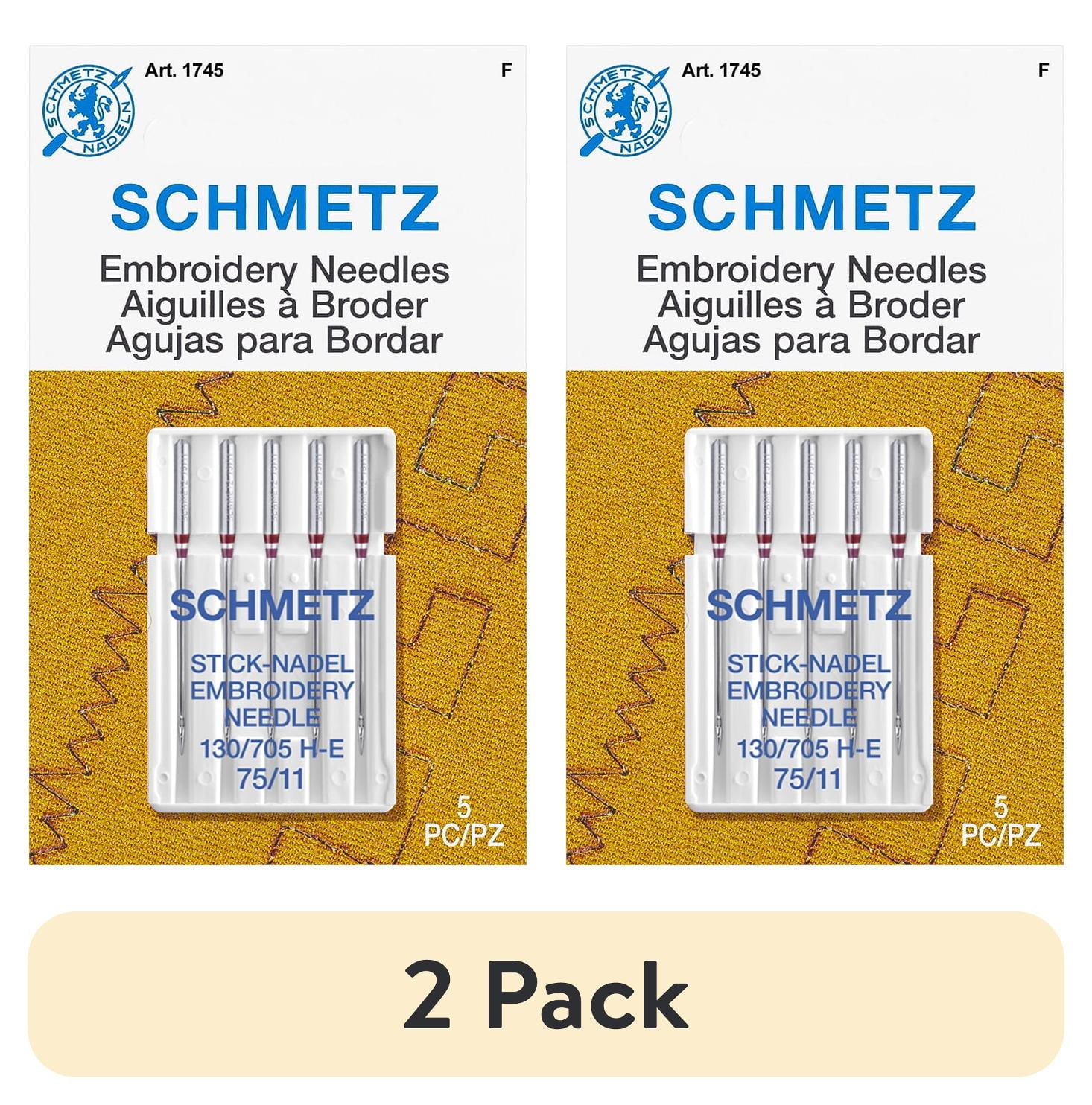 2 pack) Schmetz Embroidery Sewing Machine Needles - 75/11, 5 Count