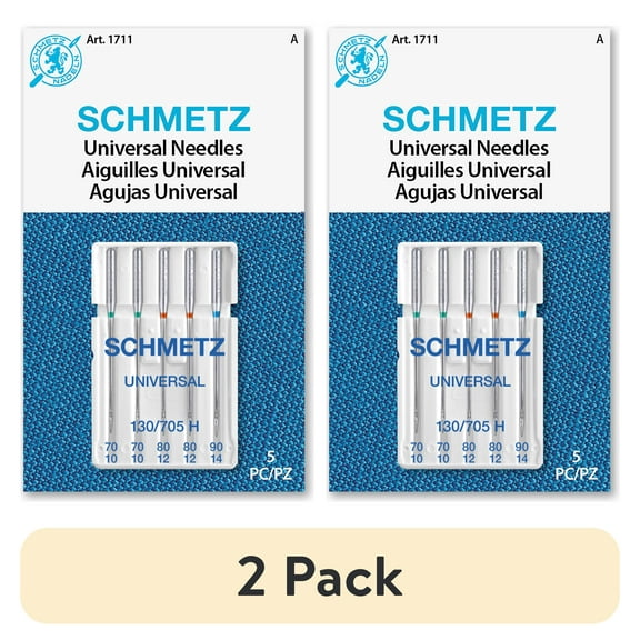 (2 pack) Schmetz Universal Assorted Sewing Machine Needles - Size 7/10, 80/12, 90/14, 5 Count