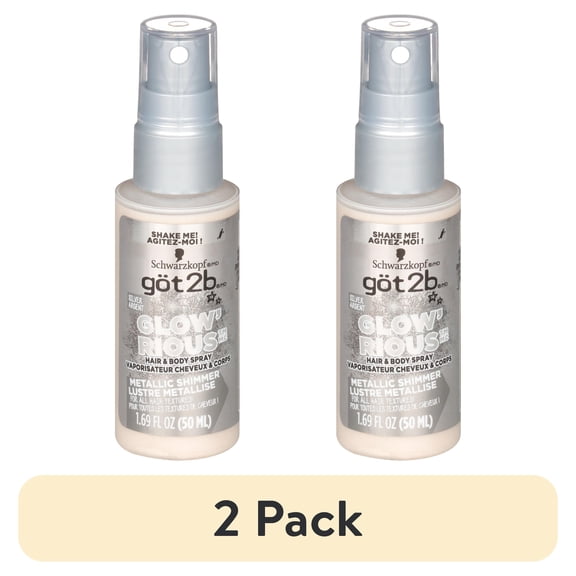 (2 pack) Schwarzkopf Got2b Glow'Rious Hair & Body Spray, Silver, 1.7 Ounce