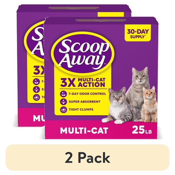 (2 pack) Scoop Away Multi-Cat Clumping Litter With Meadow Fresh Scent, 25 lb. Box