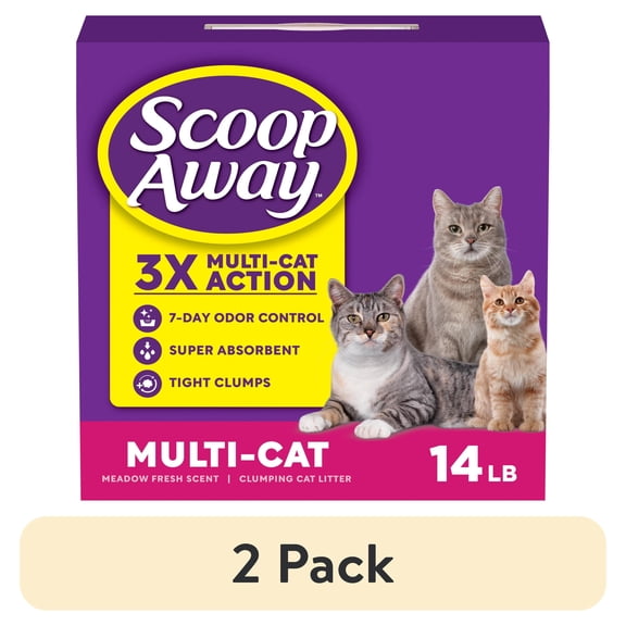 (2 pack) Scoop Away Multi Cat Litter With Meadow Fresh Scent, 14 lb. Box