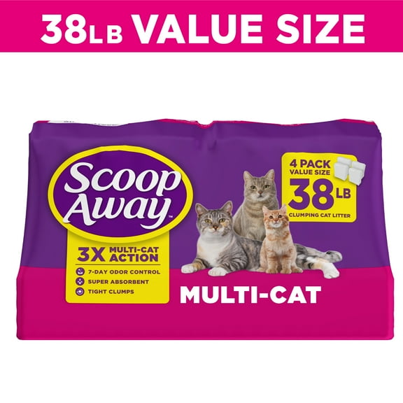 (2 pack) Scoop Away Multi Cat Litter With Meadow Fresh Scent, 38 lb. Box