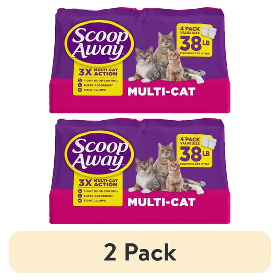 (2 pack) (2 pack) Scoop Away Multi Cat Litter With Meadow Fresh Scent, 38 lb. Box