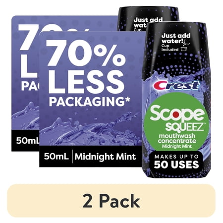 (2 pack) Scope Squeez Mouthwash Concentrate, Midnight Mint, 50mL Bottle