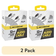 2 pack Scosche A12C4-WM1SD 12ft High-Quality 2-Channel Twisted RCA Interconnect Audio Cables Black/Clear