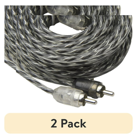 (2 pack) Scosche A25C4-WM1SD 25 Foot Twisted Car Stereo RCA Type Audio Cable, Gray, and White New