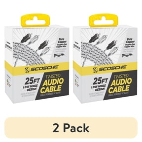 (2 pack) Scosche A25C4-WM1SD 25 Foot Twisted Car Stereo RCA Type Audio Cable, Gray, and White New