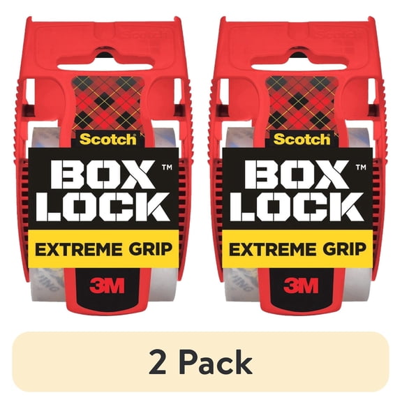 (2 pack) Scotch Box Lock Packaging Tape, Clear, 1.88 in. x 25.6 yd., 1.5 in. Core, 1 Total