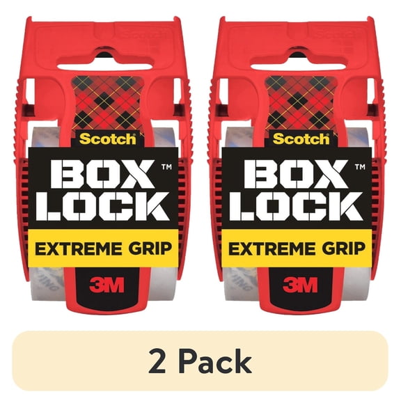 (2 pack) Scotch Box Lock Packaging Tape, Clear, 1.88 in. x 25.6 yd., 1.5 in. Core, 1 Total