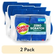 (2 pack) Scotch-Brite Zero Scratch, Non-Scratch, Cleaning Scrub Sponges, 6 Dish Sponges