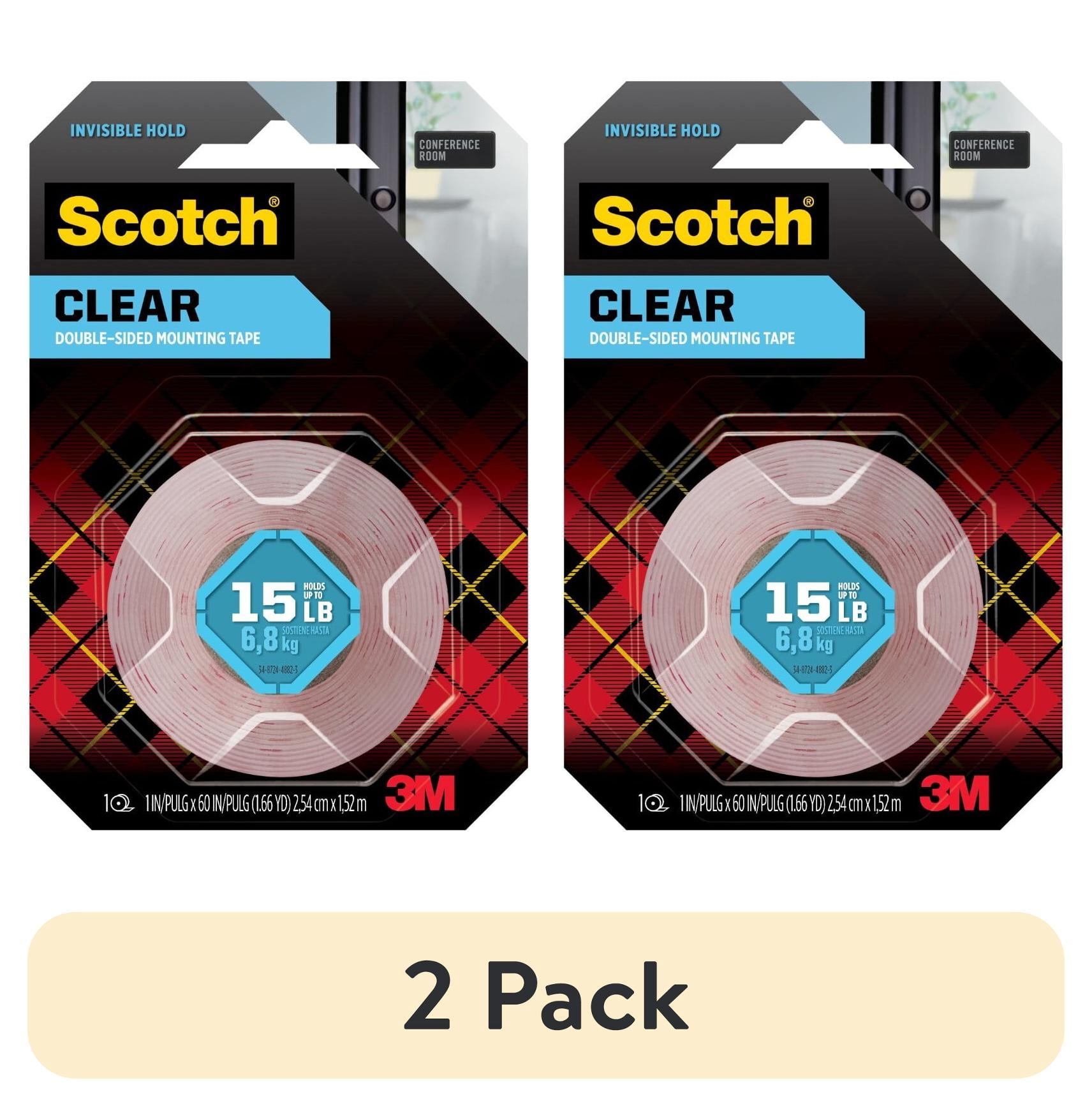 (2 pack) Scotch Clear Double Sided Mounting Tape, 1" x 60", 1 Roll