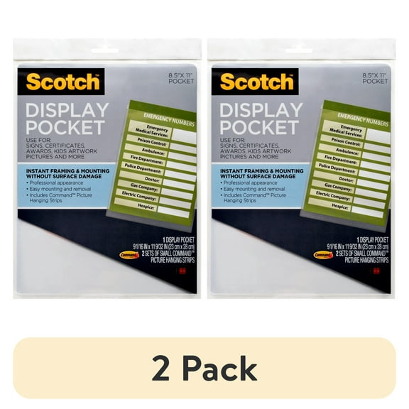 (2 pack) Scotch Display Pocket Removable Interlocking Fasteners 8-1/2 x 11