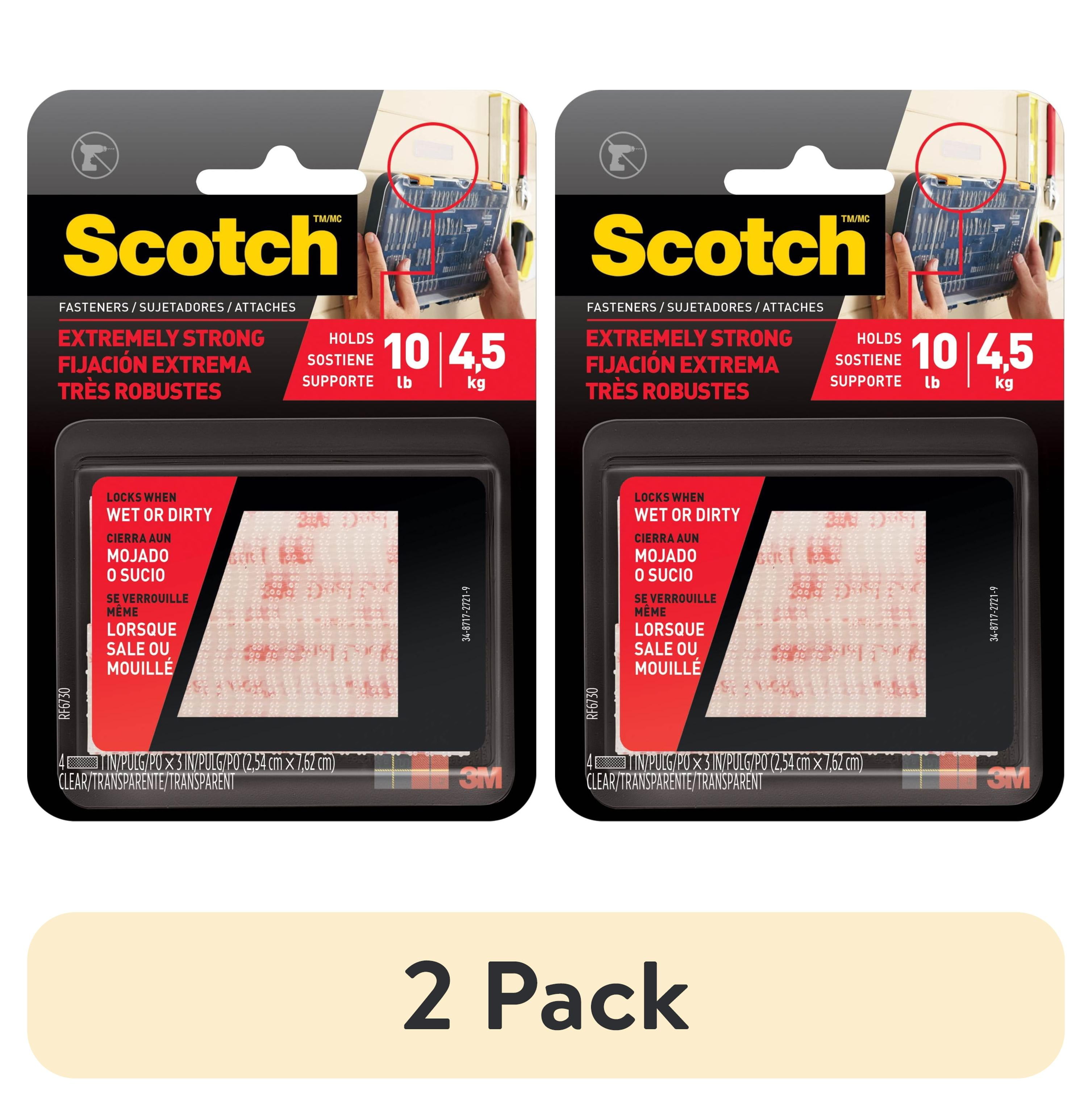 (2 pack) Scotch Extreme Fasteners, 1 in x 3 in, Clear, 2 Sets of Strips ...