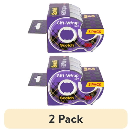 (2 pack) Scotch Gift Wrap Tape Dispensers, Satin Finish, 3/4 in. x 325 in., 3 Count