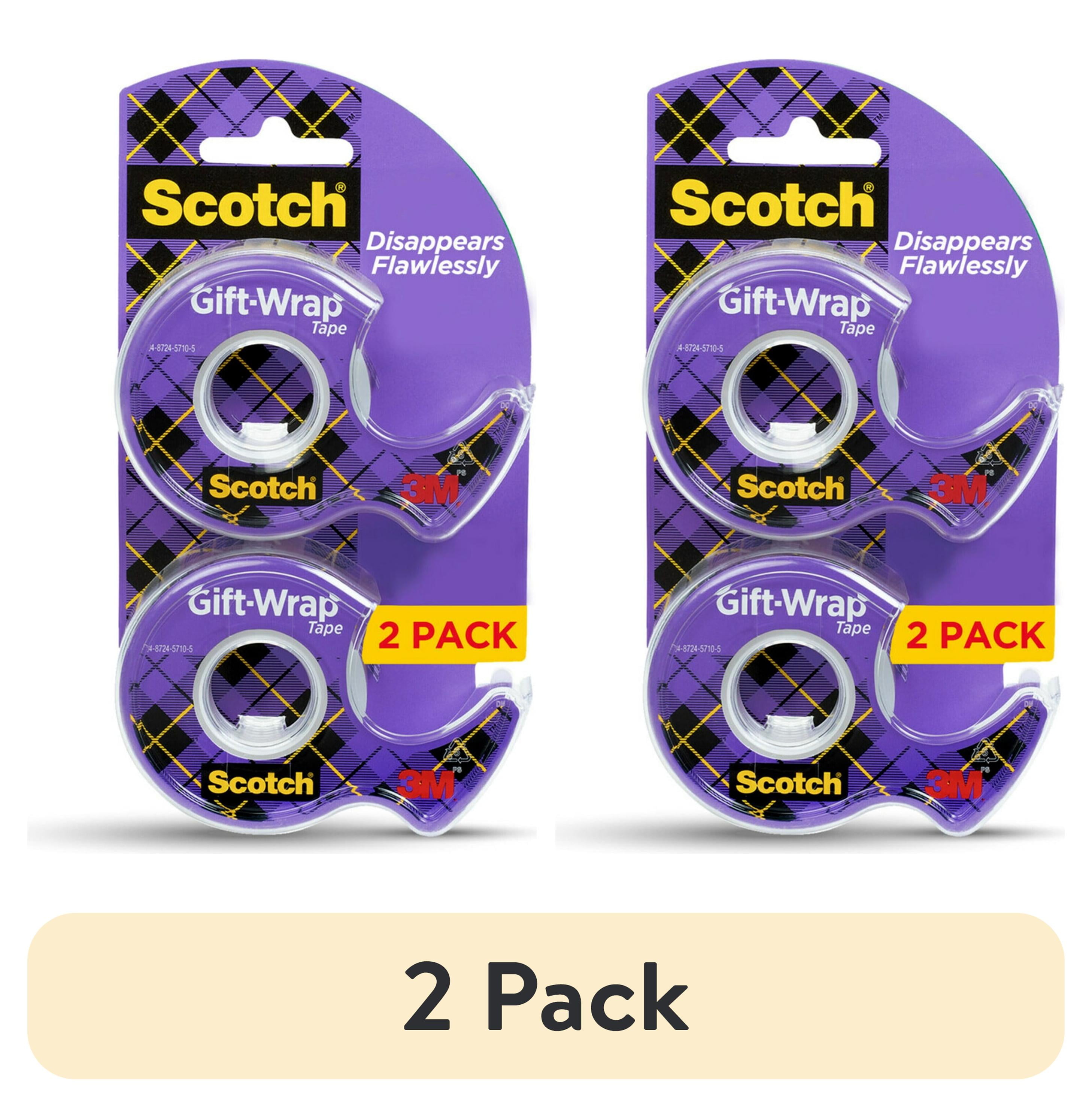 (2 pack) Scotch Gift Wrap Tape, Clear, 3/4 in. x 600 in., 2 Dispensers