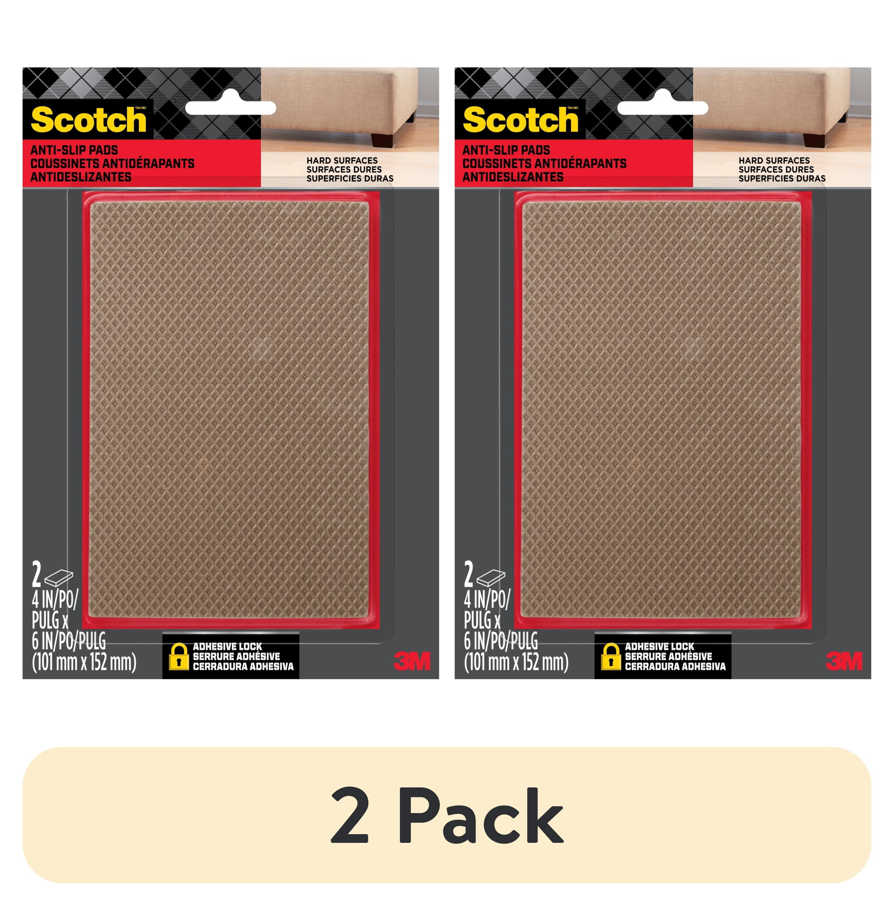 (2 pack) Scotch Furniture Pads, No Slip Floor Protection, Brown, 4 in. x 6 in., 2 Rectangle Grippers