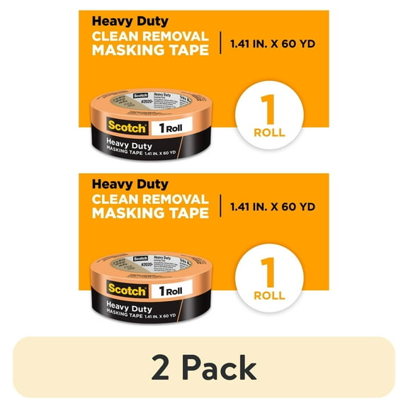 (2 pack) Scotch Heavy Duty Masking Tape, 1.41 in x 60.1 yd, Orange, 1 Roll