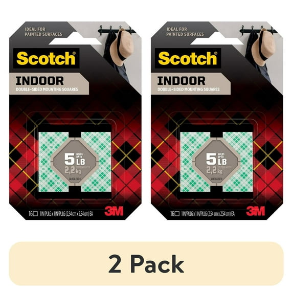 3M Scotch Mounting Squares, 1 in, 16/Pkg.