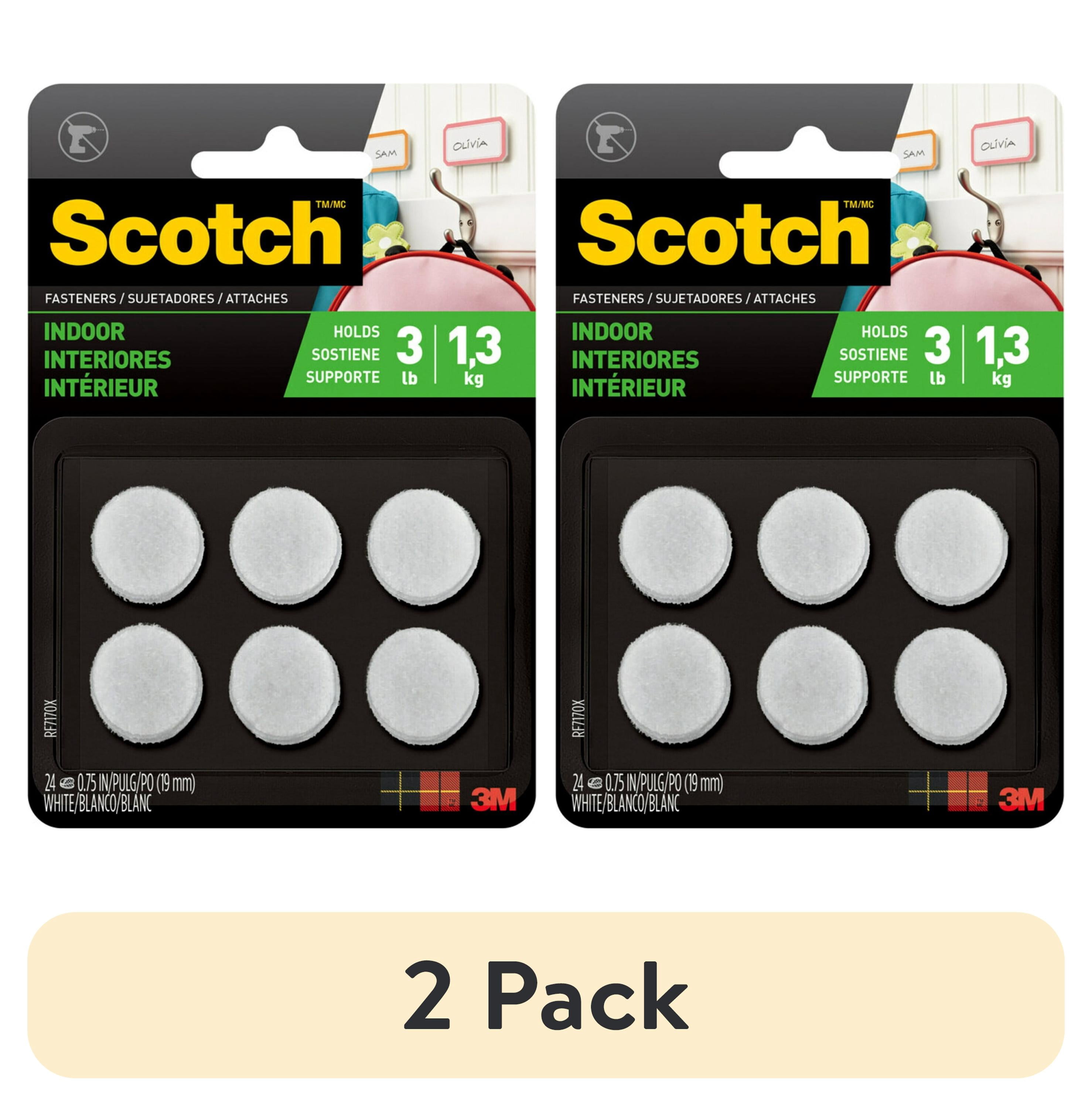 (2 pack) Scotch Indoor Fasteners, Holds 3 lbs., White, 3/4" x 3/4", 24 Squares