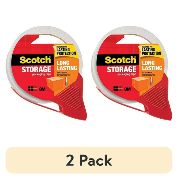 (2 pack) Scotch Long Lasting Storage Packaging Tape, Clear, 1.88 in x 38.2 yds, 1 Dispenser
